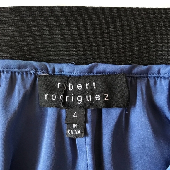 Robert Rodriguez Blue with black webbing overlay fringe hem size 4 small - Picture 5 of 7